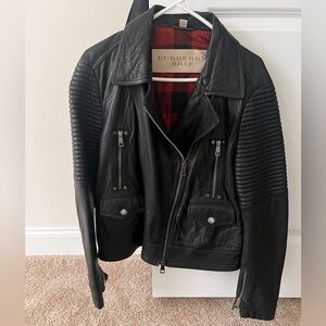 Authentic Burberry women’s leather moto jacket. Gently used.